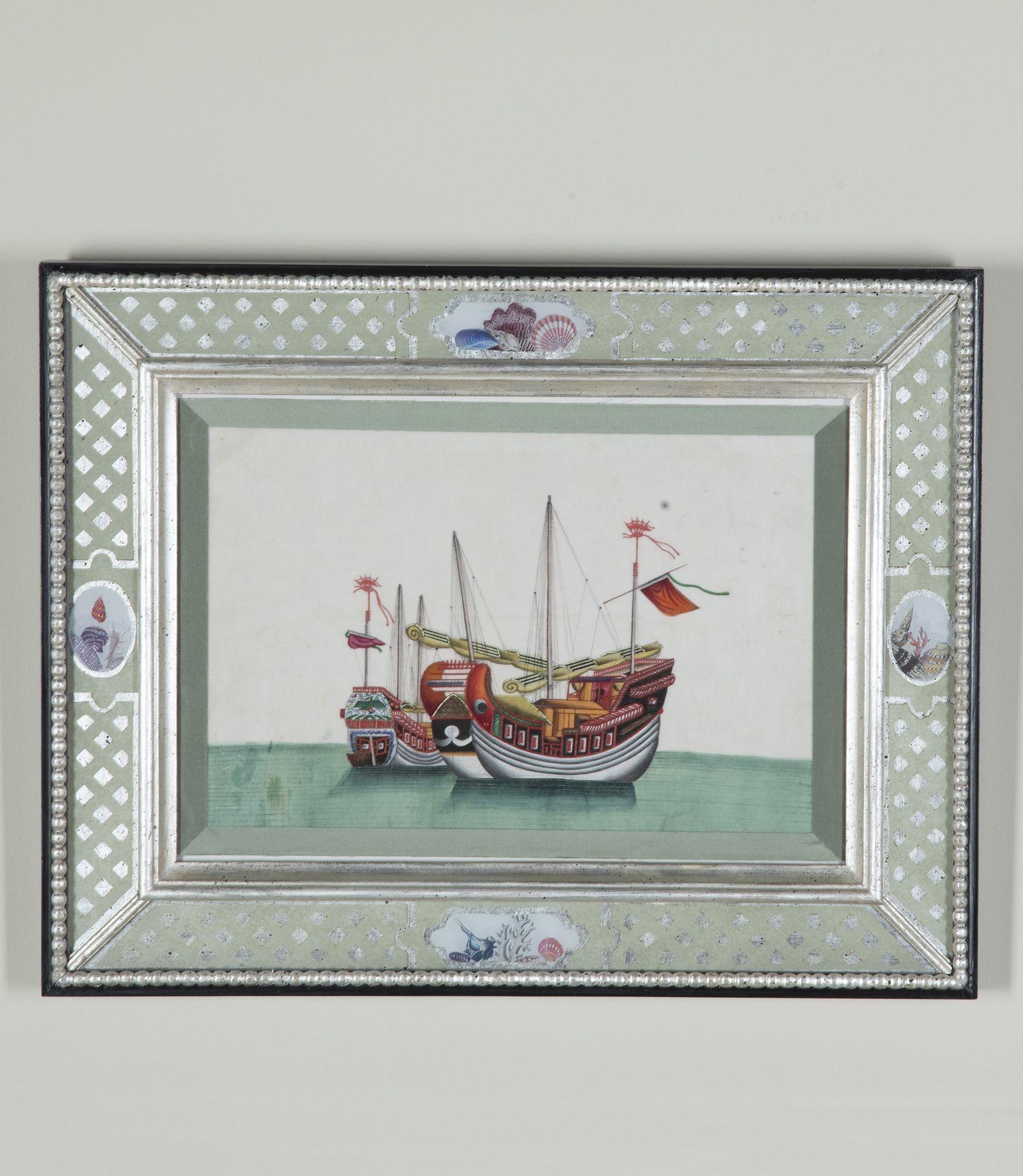 Satz von sechs chinesischen Reispapiergemälden aus dem 19. (Handbemalt) im Angebot