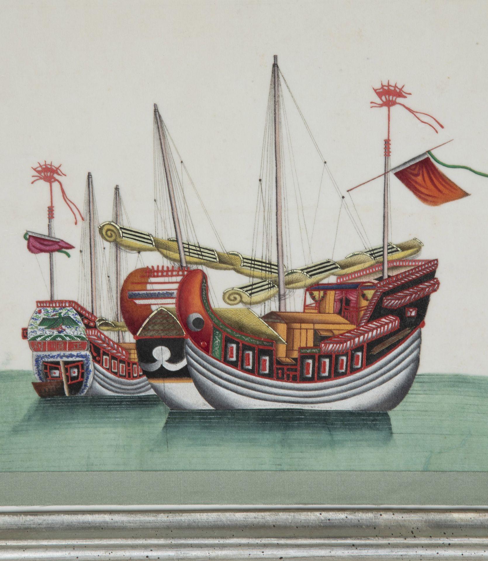 Satz von sechs chinesischen Reispapiergemälden aus dem 19. (Papier) im Angebot