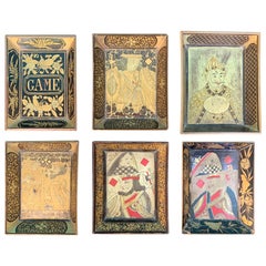 Set of Six 19th Century Chinoiserie Lacquered Playing Card Trays