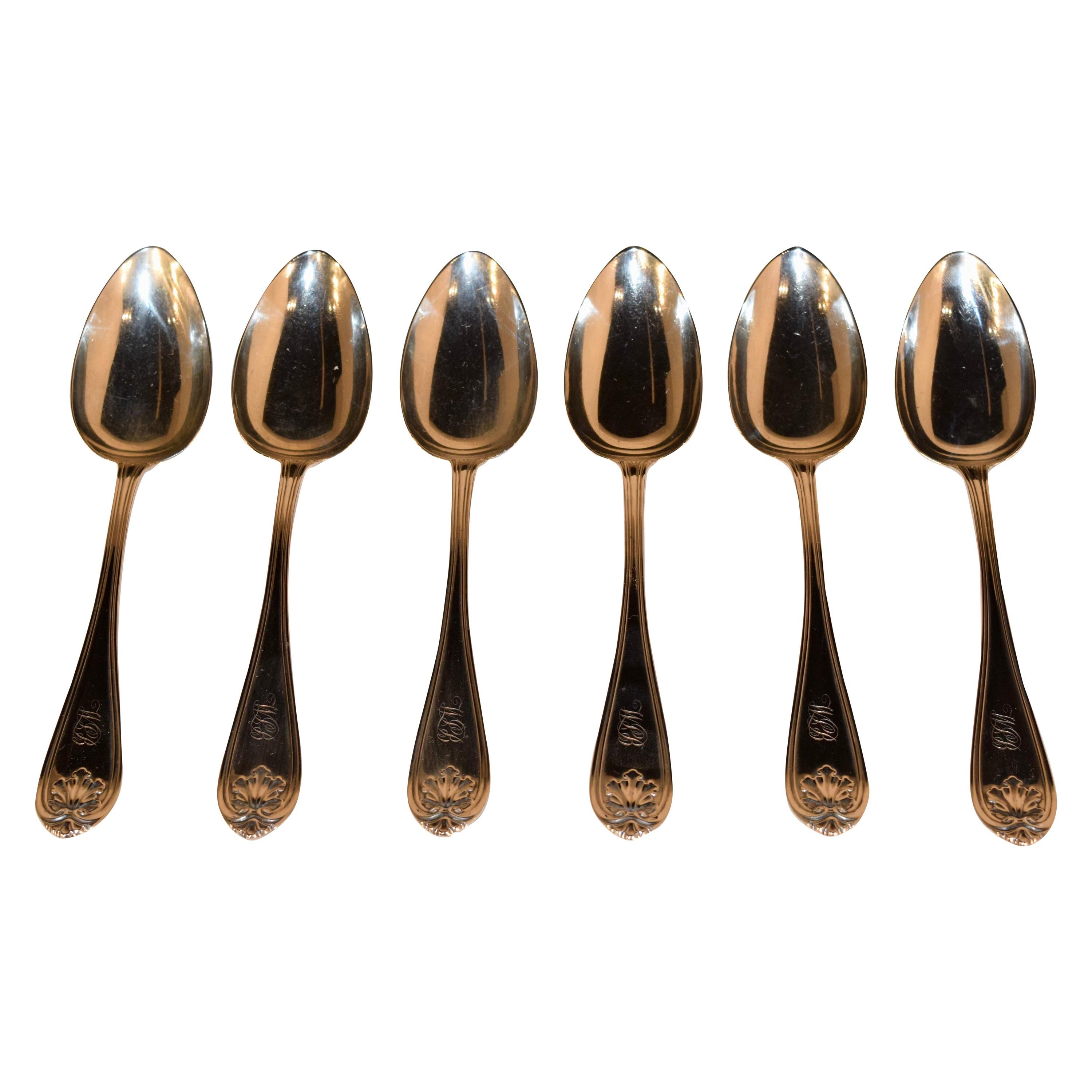 Set of Six 19th Century Coin Silver Spoons For Sale