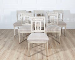 Set of Six 19th Century Directoire Style Carved Wood Chairs