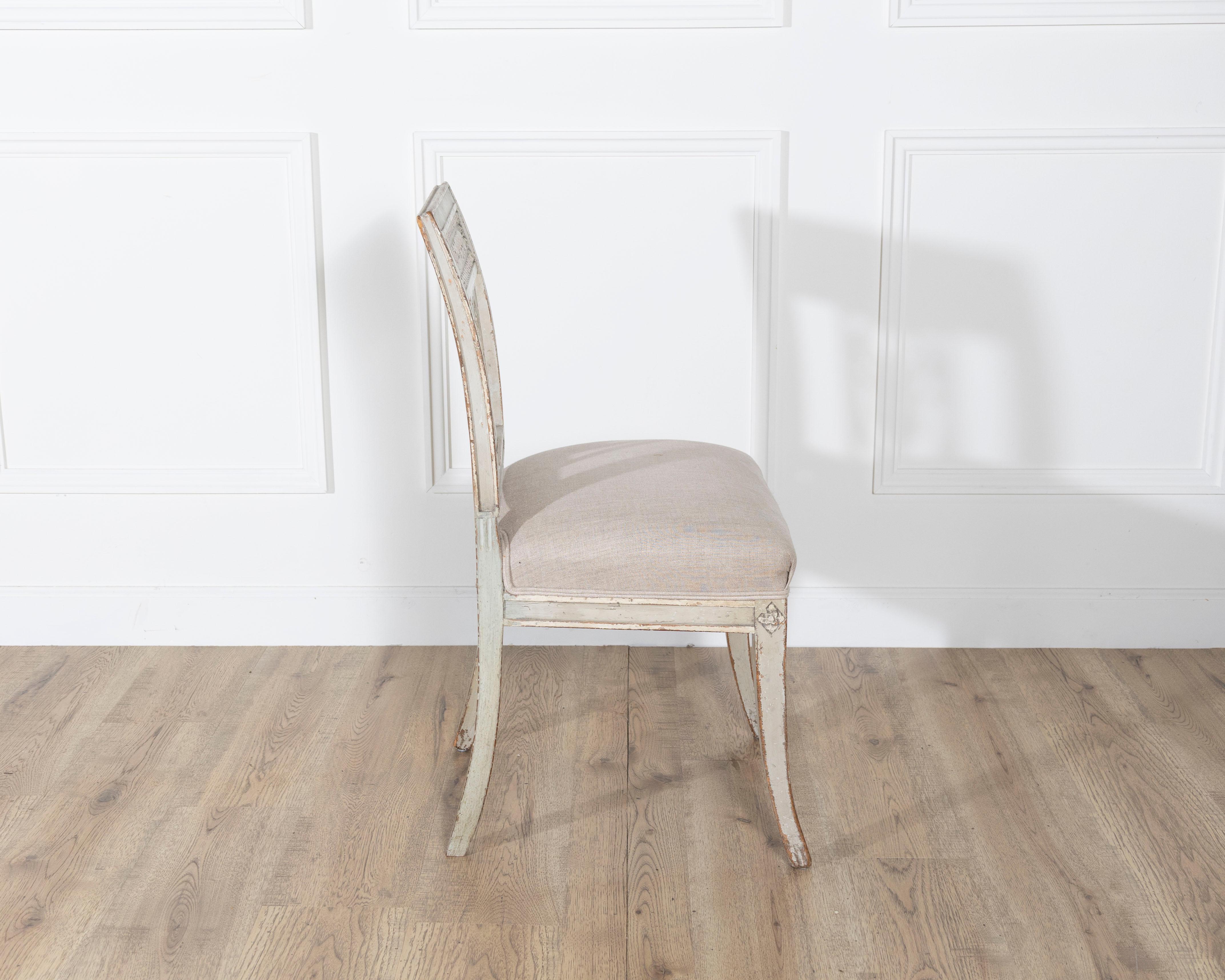 Set of Six 19th Century Directoire Style Carved Wood Chairs (Holz) im Angebot