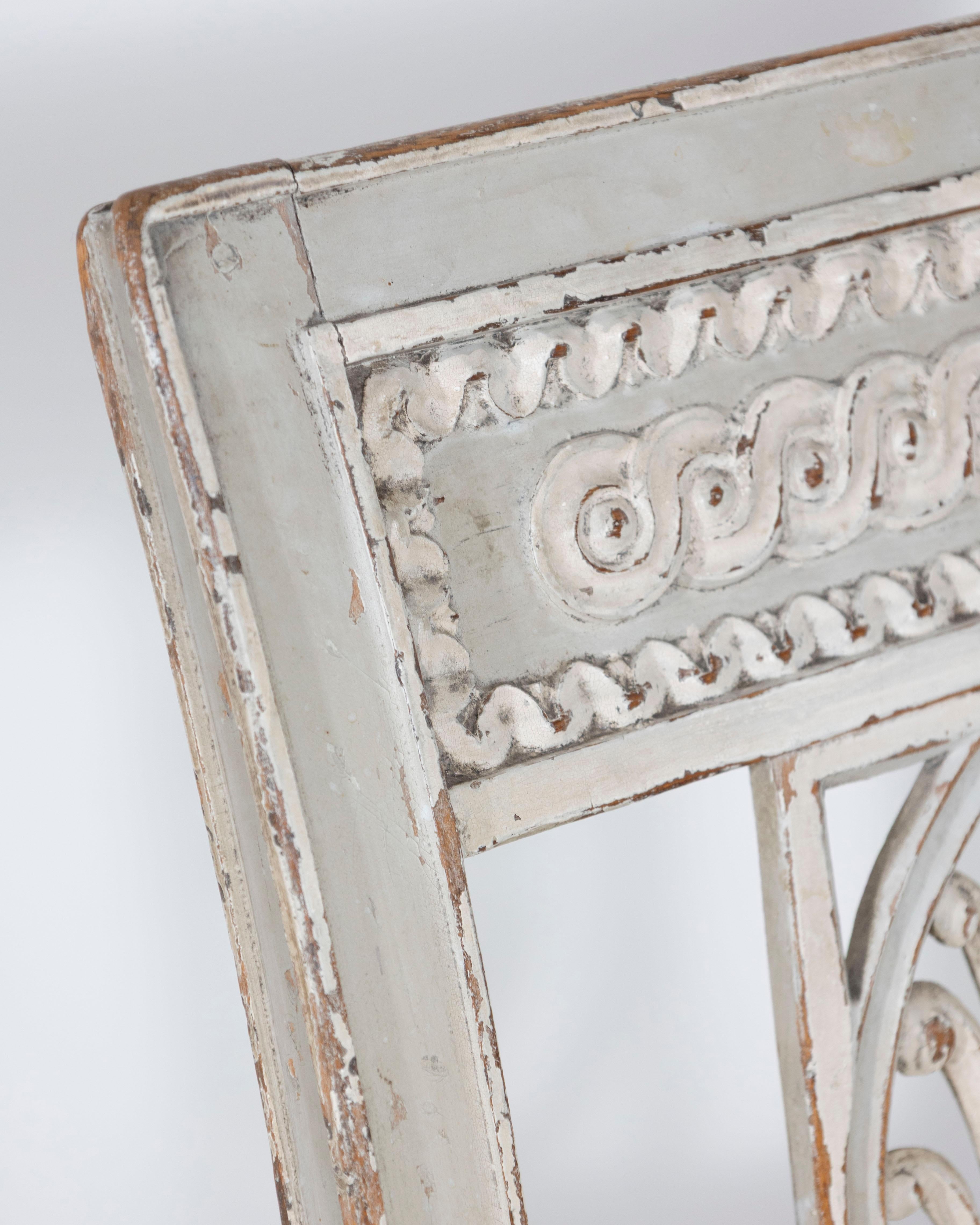 Set of Six 19th Century Directoire Style Carved Wood Chairs im Angebot 3