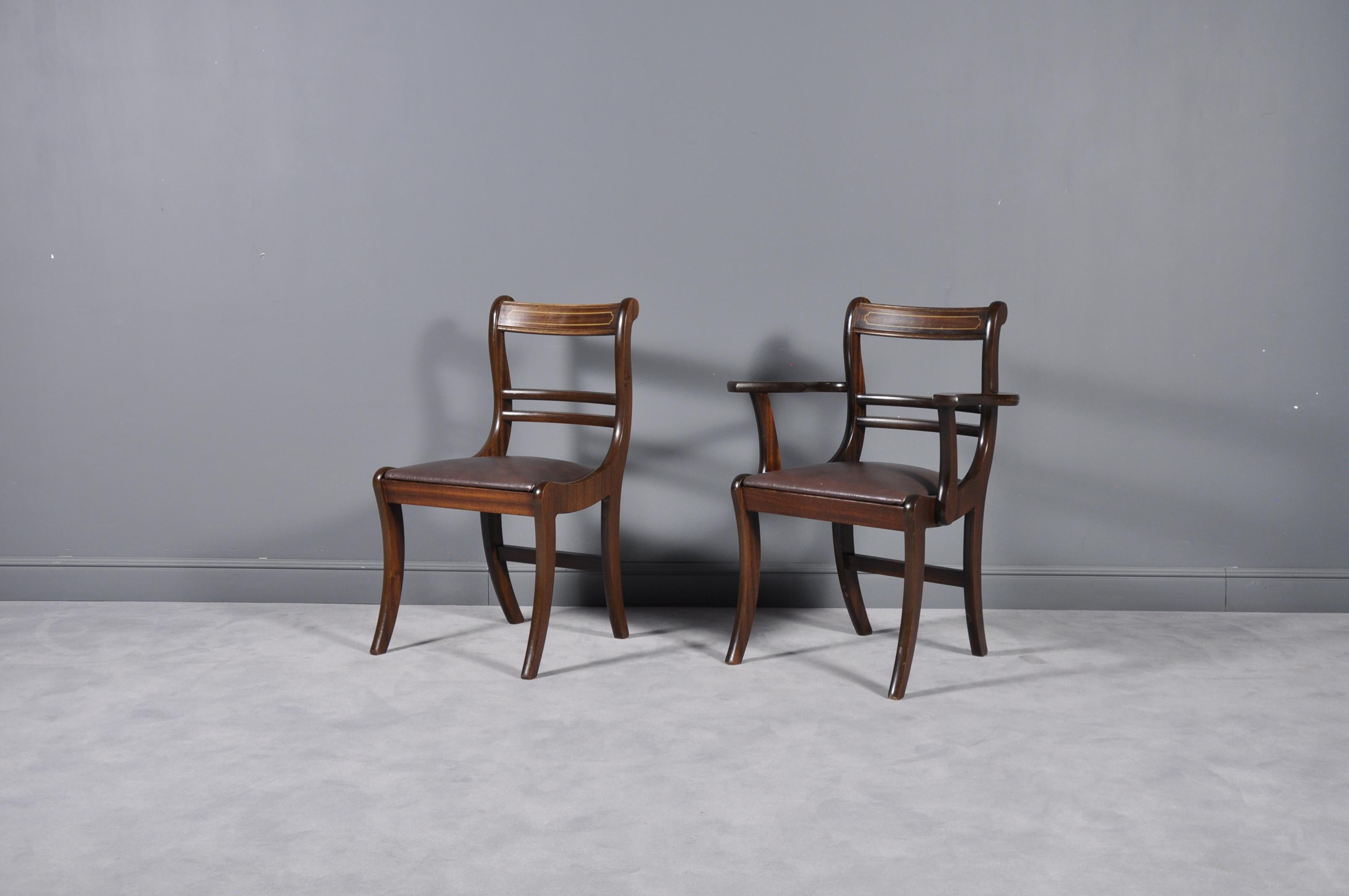 Set of Six 19th Century English Neoclassical Dining Chairs For Sale 4