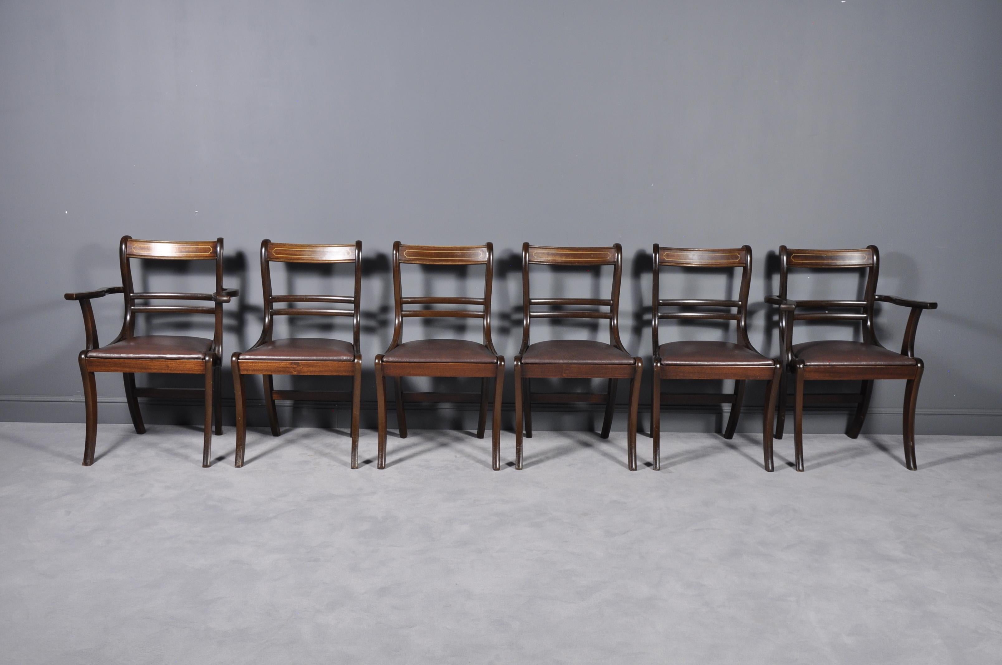 British Set of Six 19th Century English Neoclassical Dining Chairs For Sale