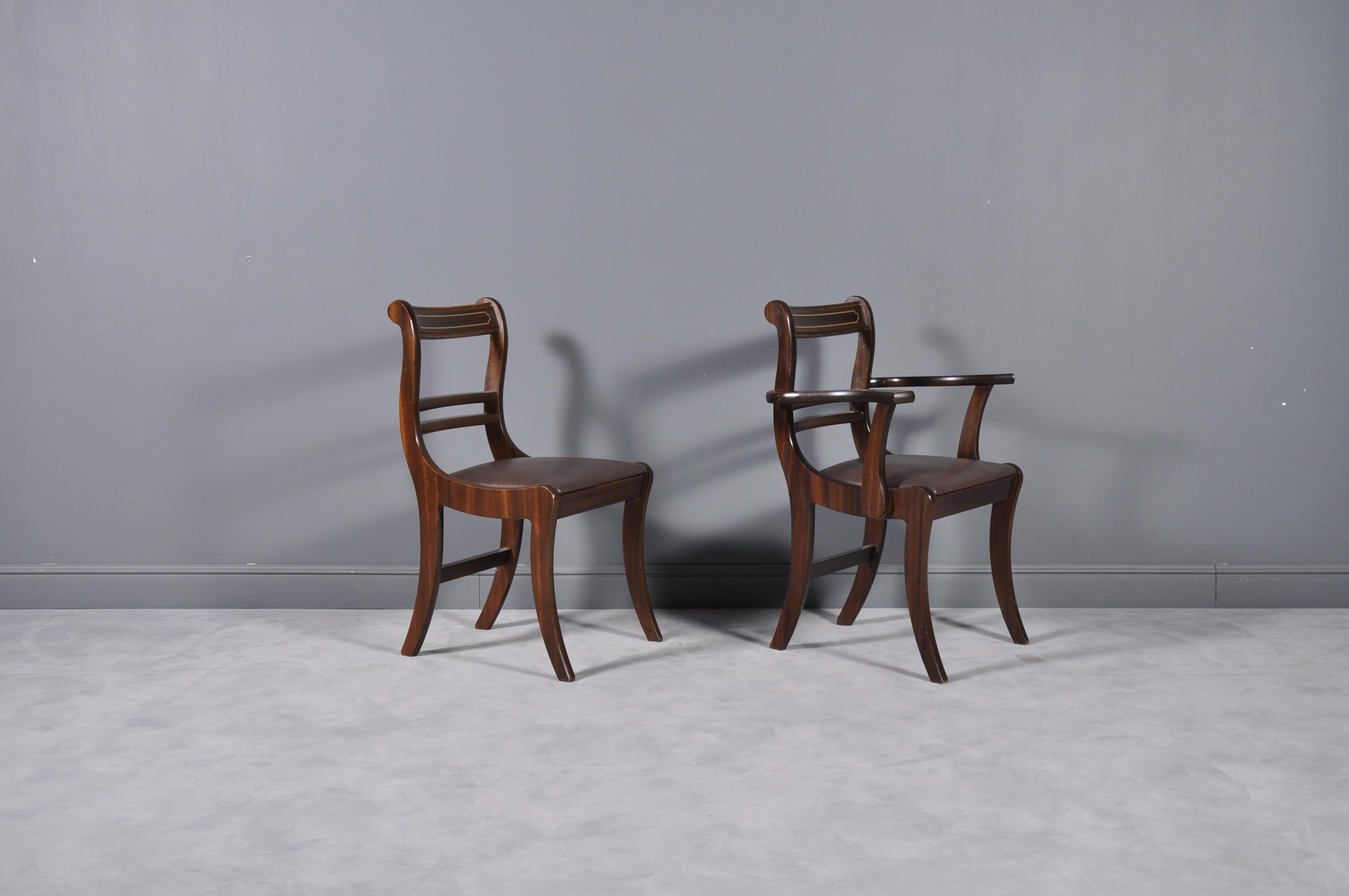 Set of Six 19th Century English Neoclassical Dining Chairs For Sale 2