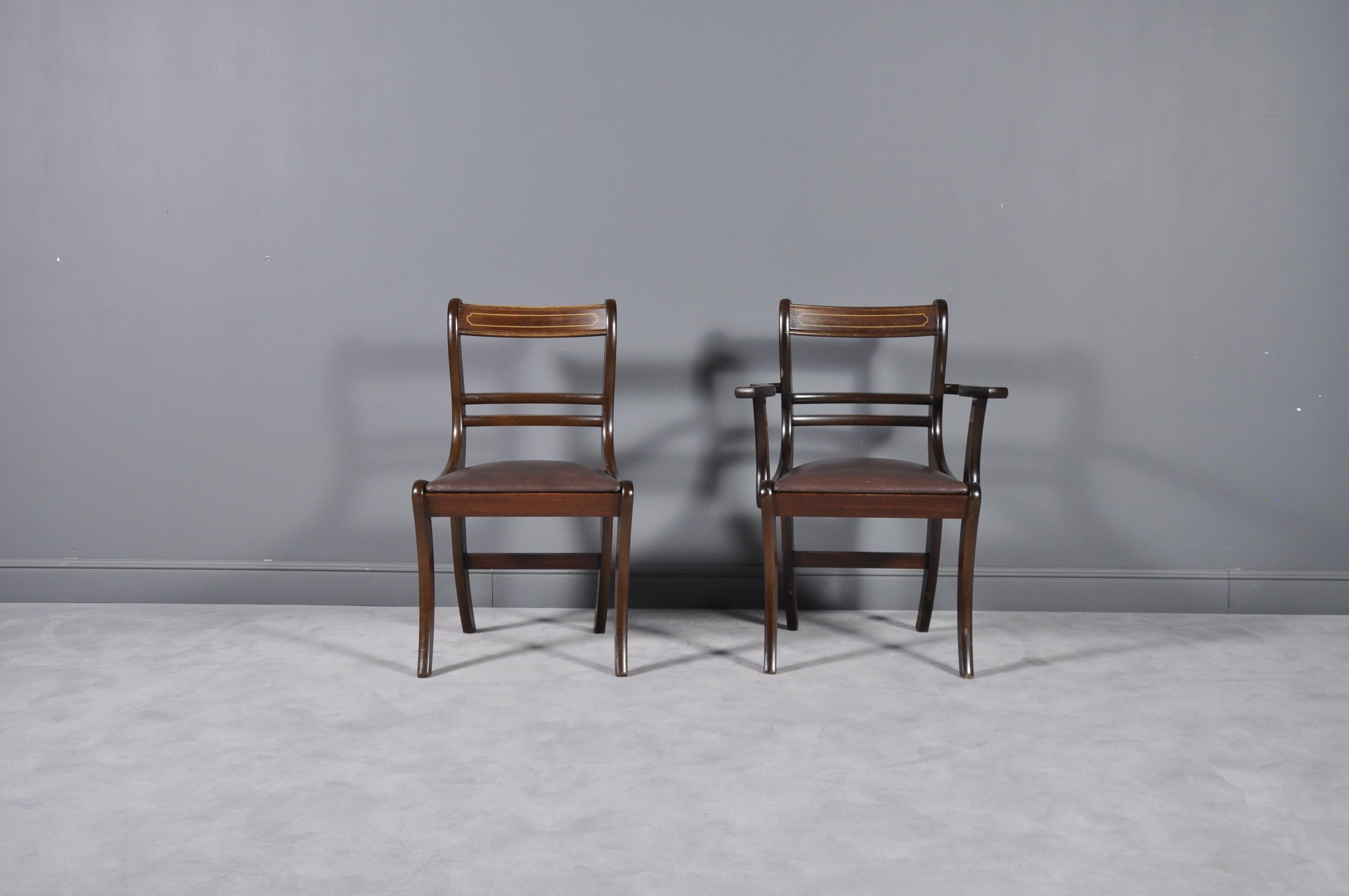 Set of Six 19th Century English Neoclassical Dining Chairs For Sale 3