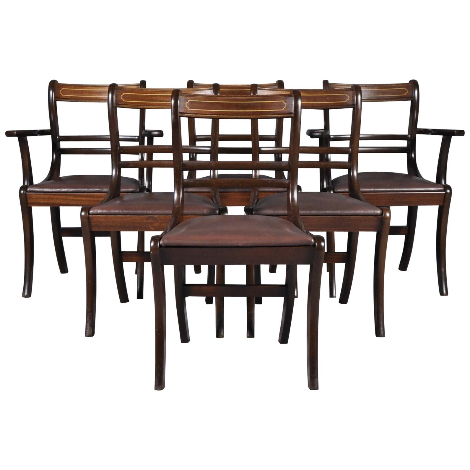 Set of Six 19th Century English Neoclassical Dining Chairs For Sale