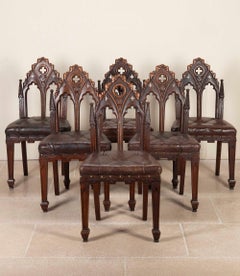Set of Six 19th Century English Oak Side Chairs