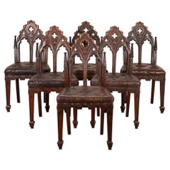 Set of Six 19th Century English Oak Side Chairs