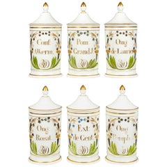 Set of Six 19th Century French Apothecary Jars