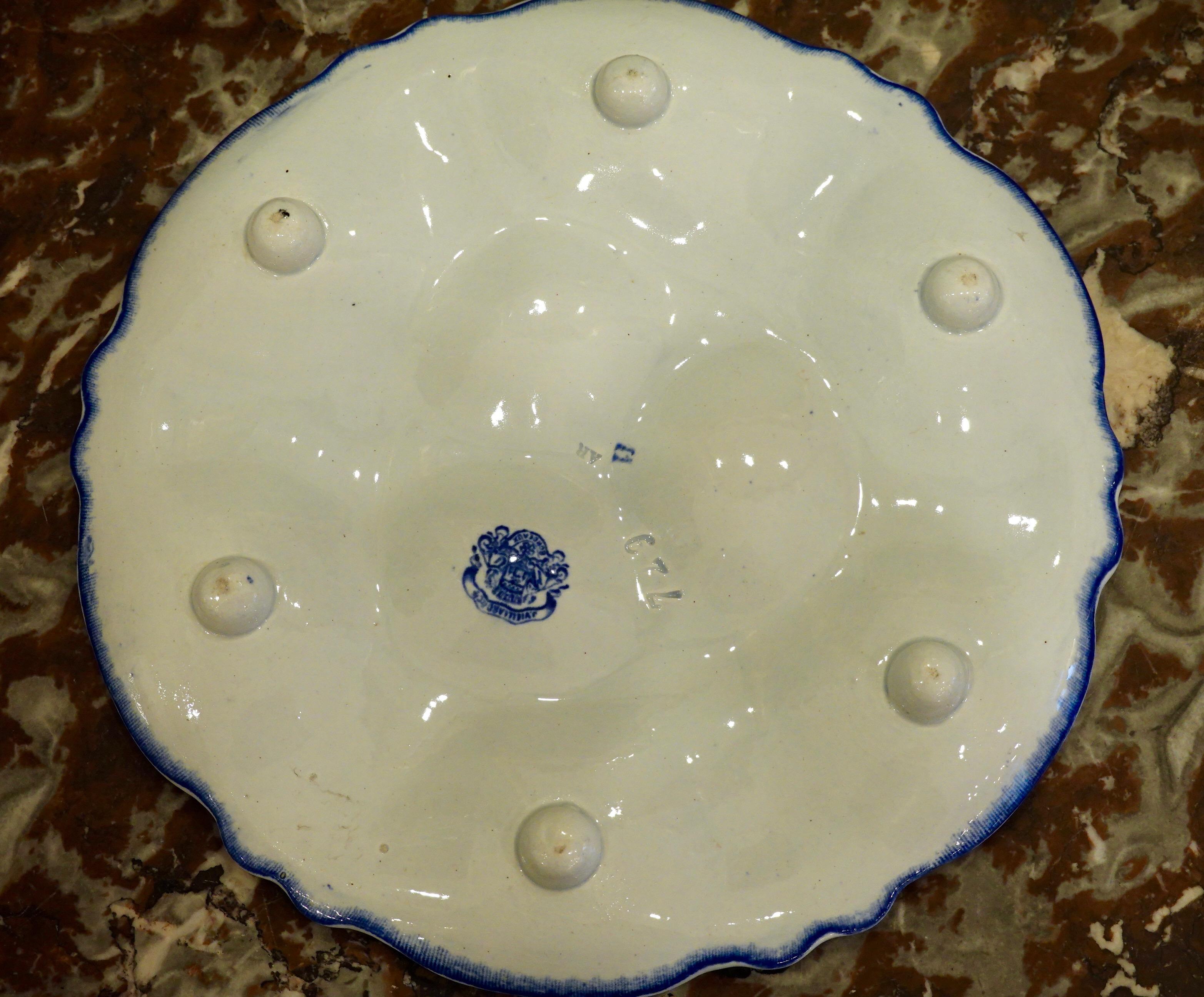 Set of Six 19th Century French Blue and White Oyster Plates from Bordeaux 4