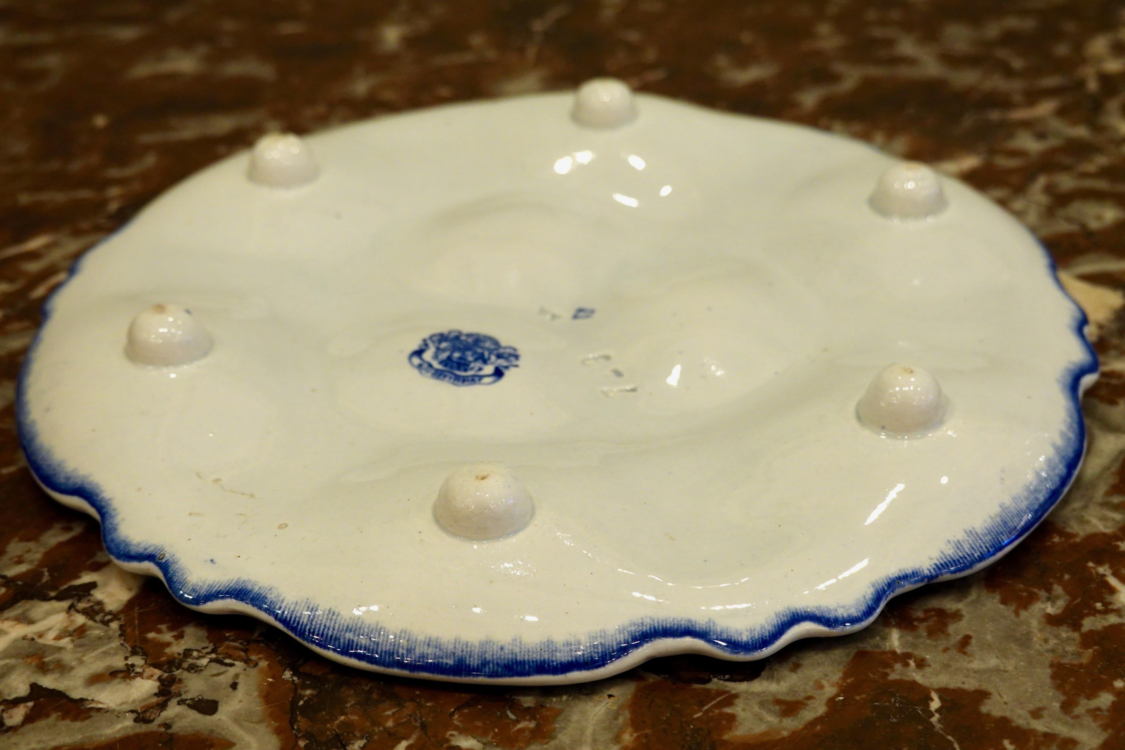 Set of Six 19th Century French Blue and White Oyster Plates from Bordeaux 5