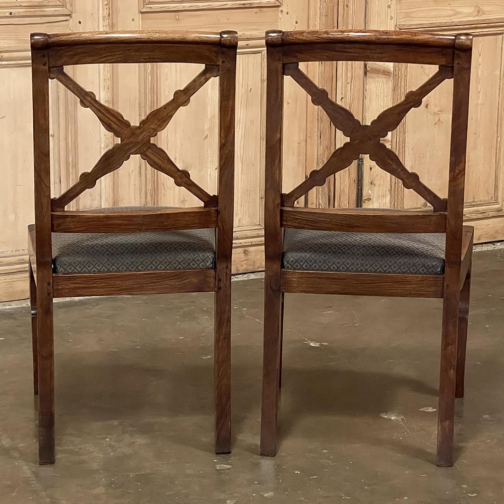 Set of Six 19th Century French Charles X Walnut Dining Chairs For Sale 7