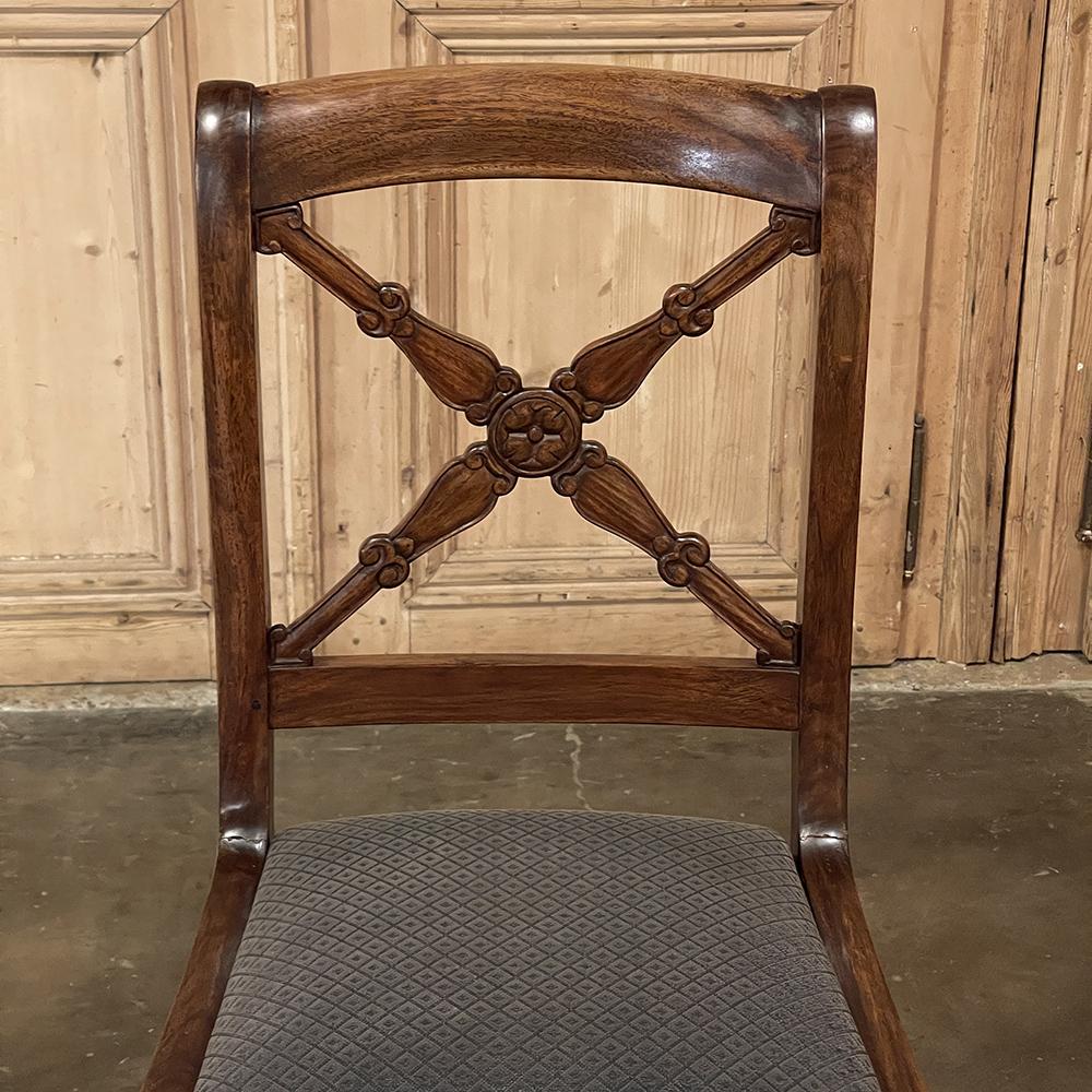 Set of Six 19th Century French Charles X Walnut Dining Chairs For Sale 8