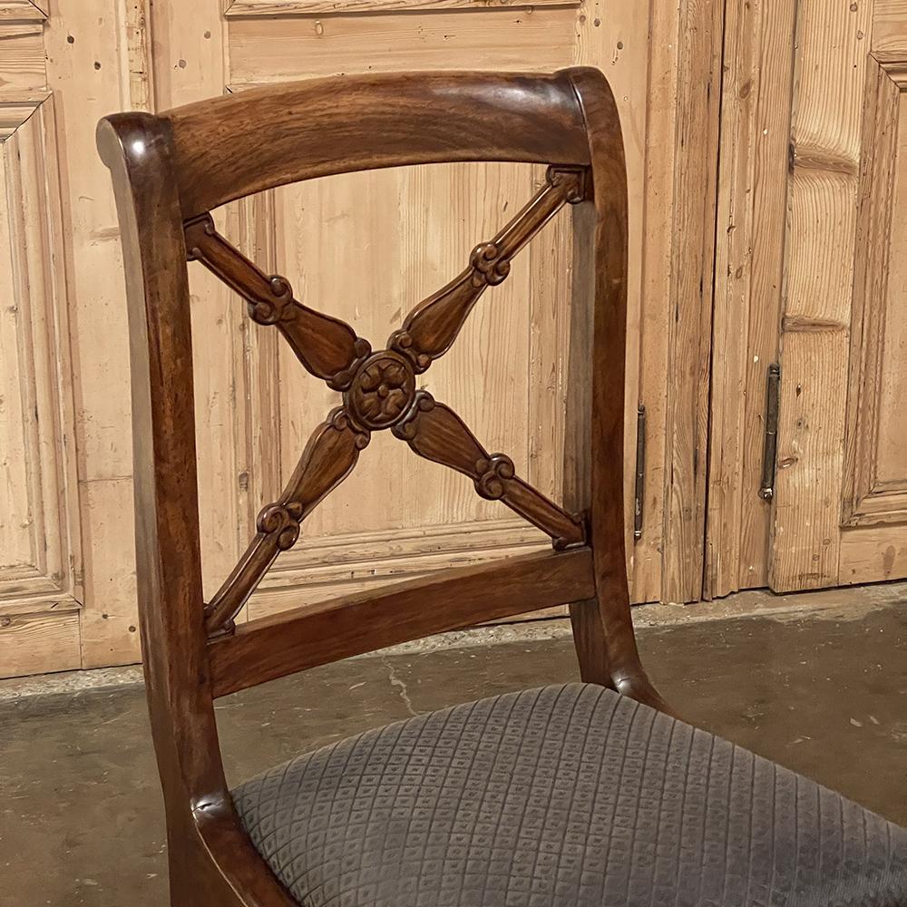 Set of Six 19th Century French Charles X Walnut Dining Chairs For Sale 10