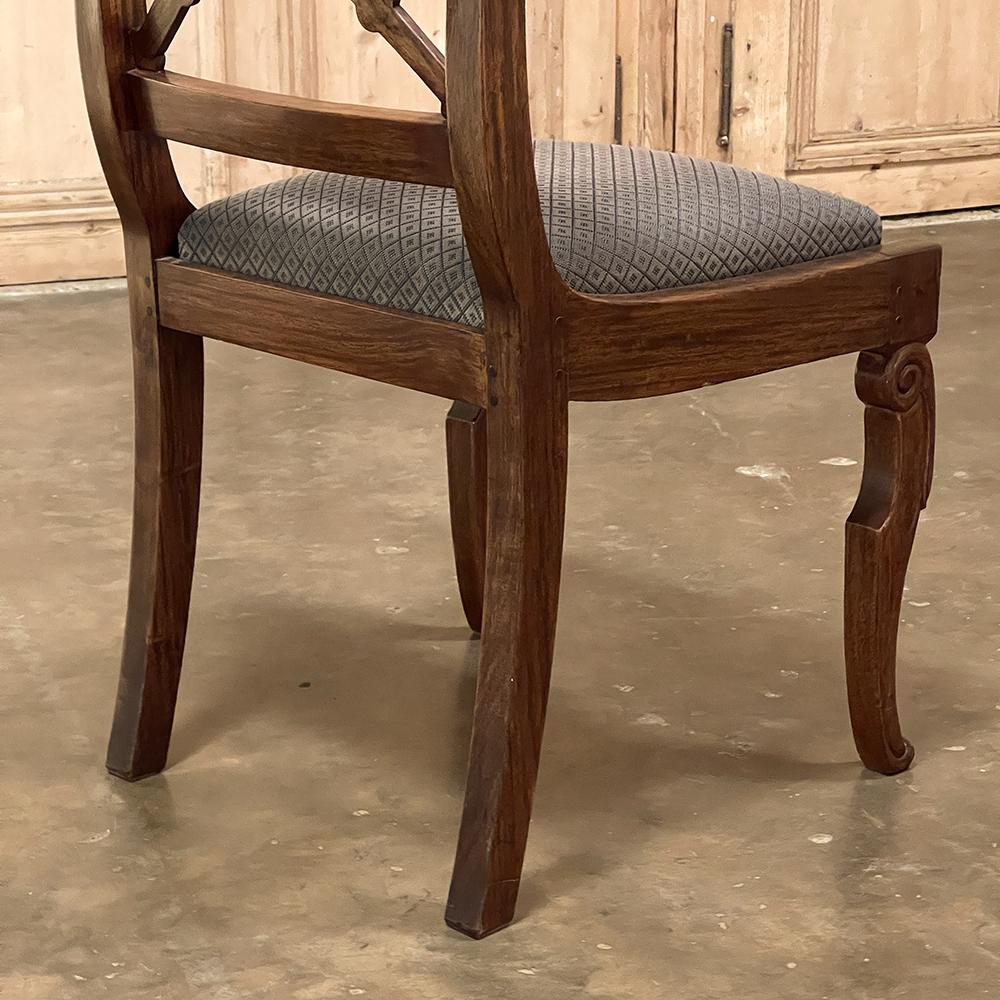 Set of Six 19th Century French Charles X Walnut Dining Chairs For Sale 15
