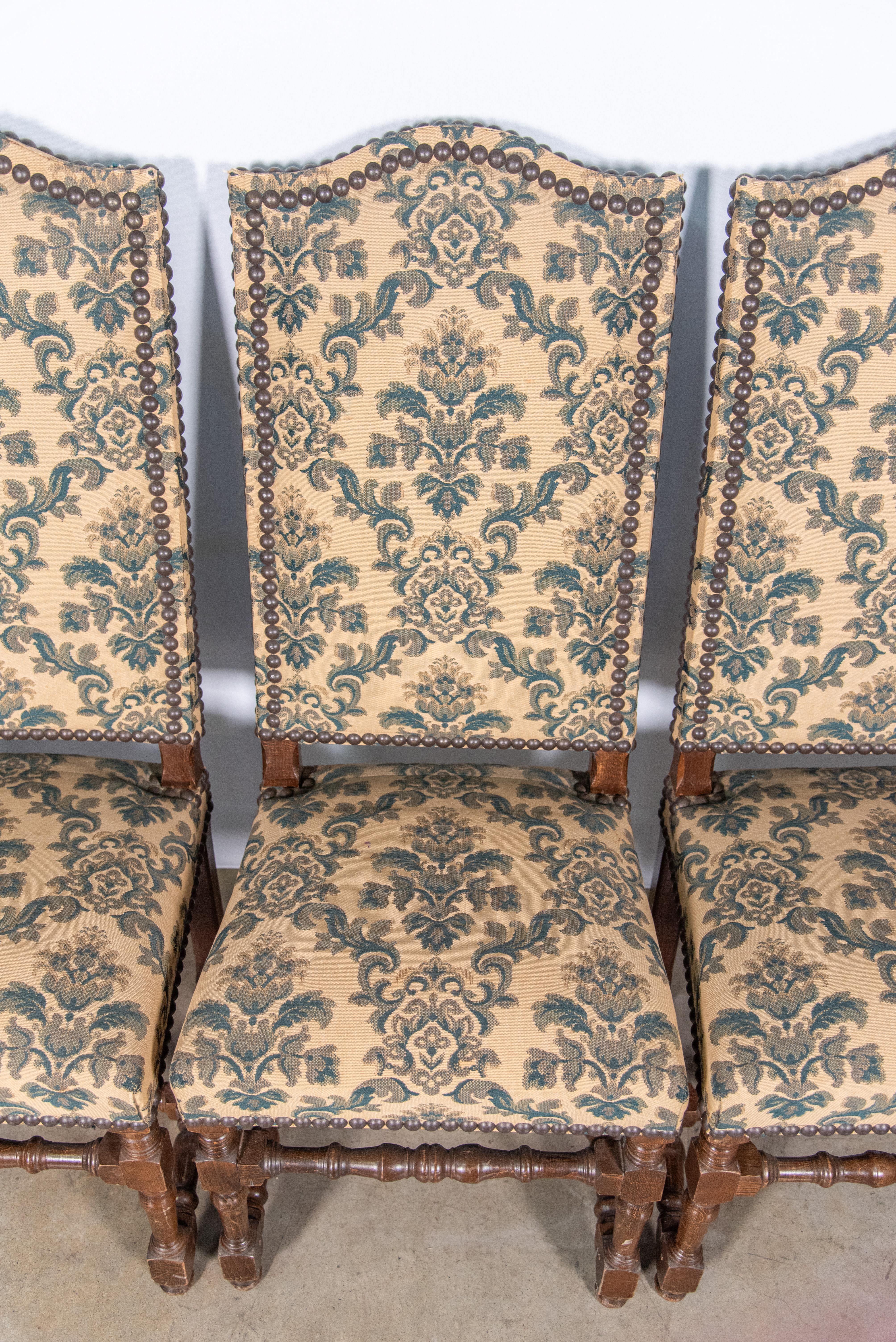 Fabric Set of Six 19th Century French Dining Chairs For Sale