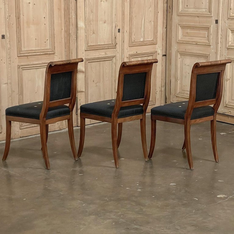Set of Six 19th Century French Empire Inlaid Mahogany Dining Chairs For ...