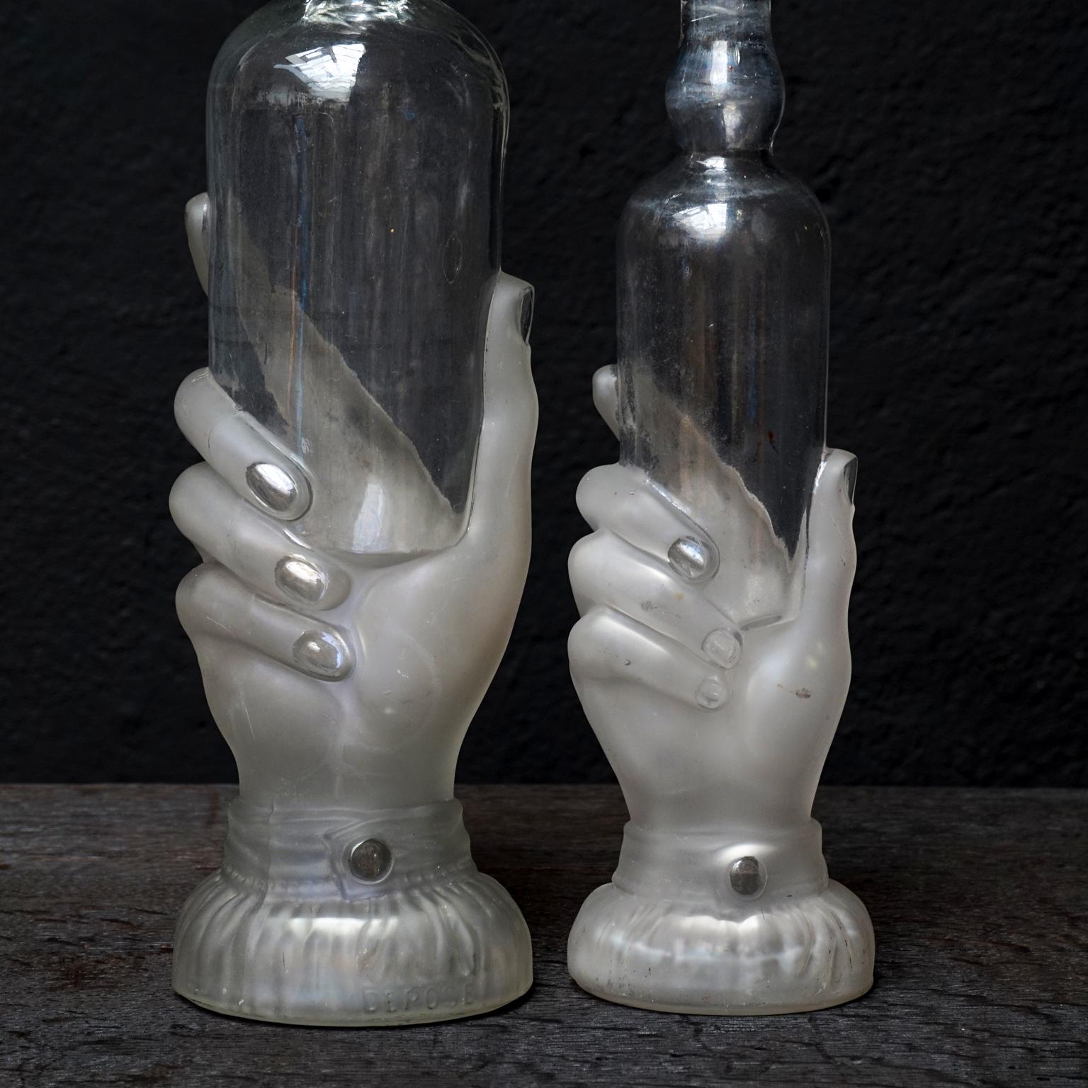 Set of Six 19th Century French Legras & Cie, Victorian Glass Bath Soap Bottles 10