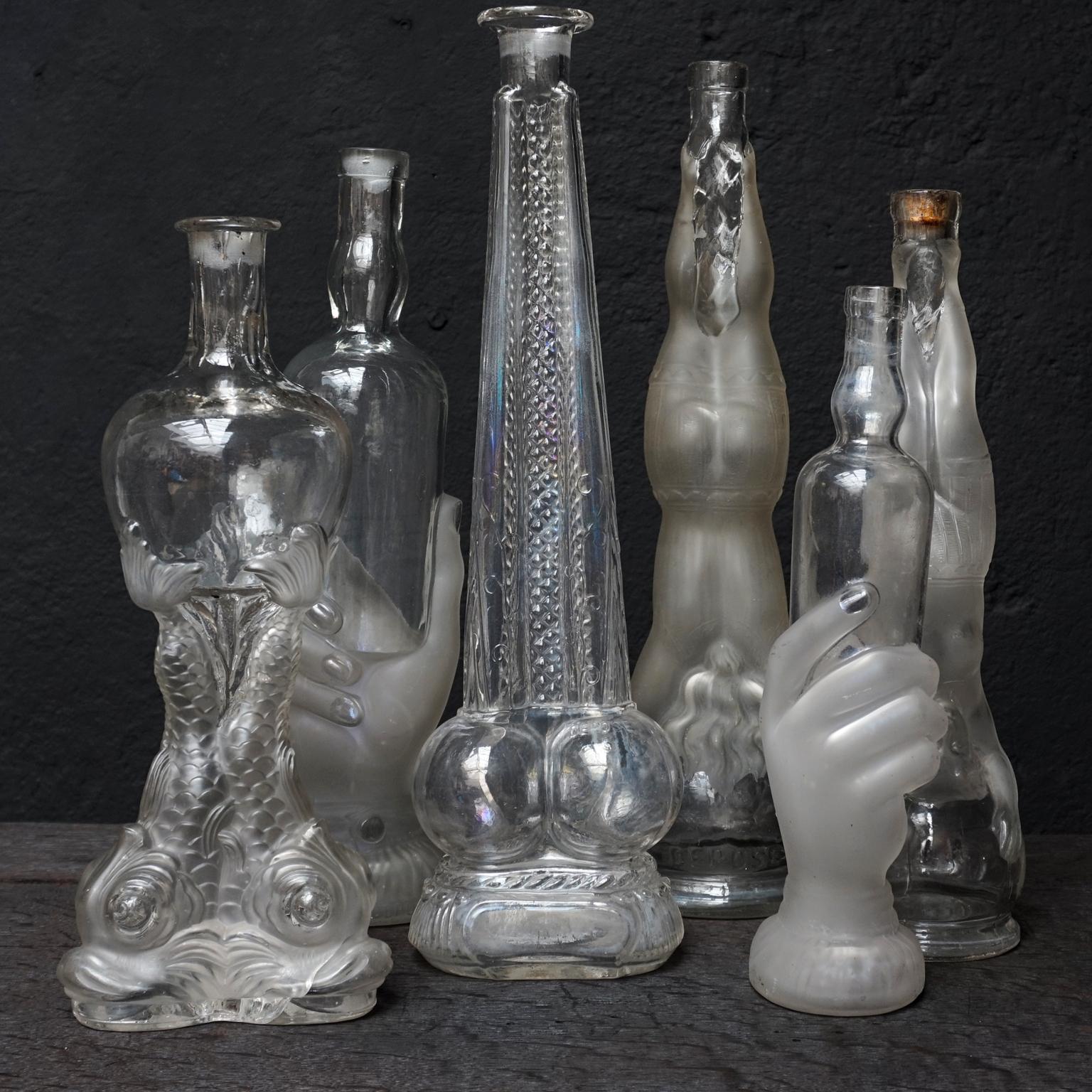 Set of Six 19th Century French Legras & Cie, Victorian Glass Bath Soap Bottles 1