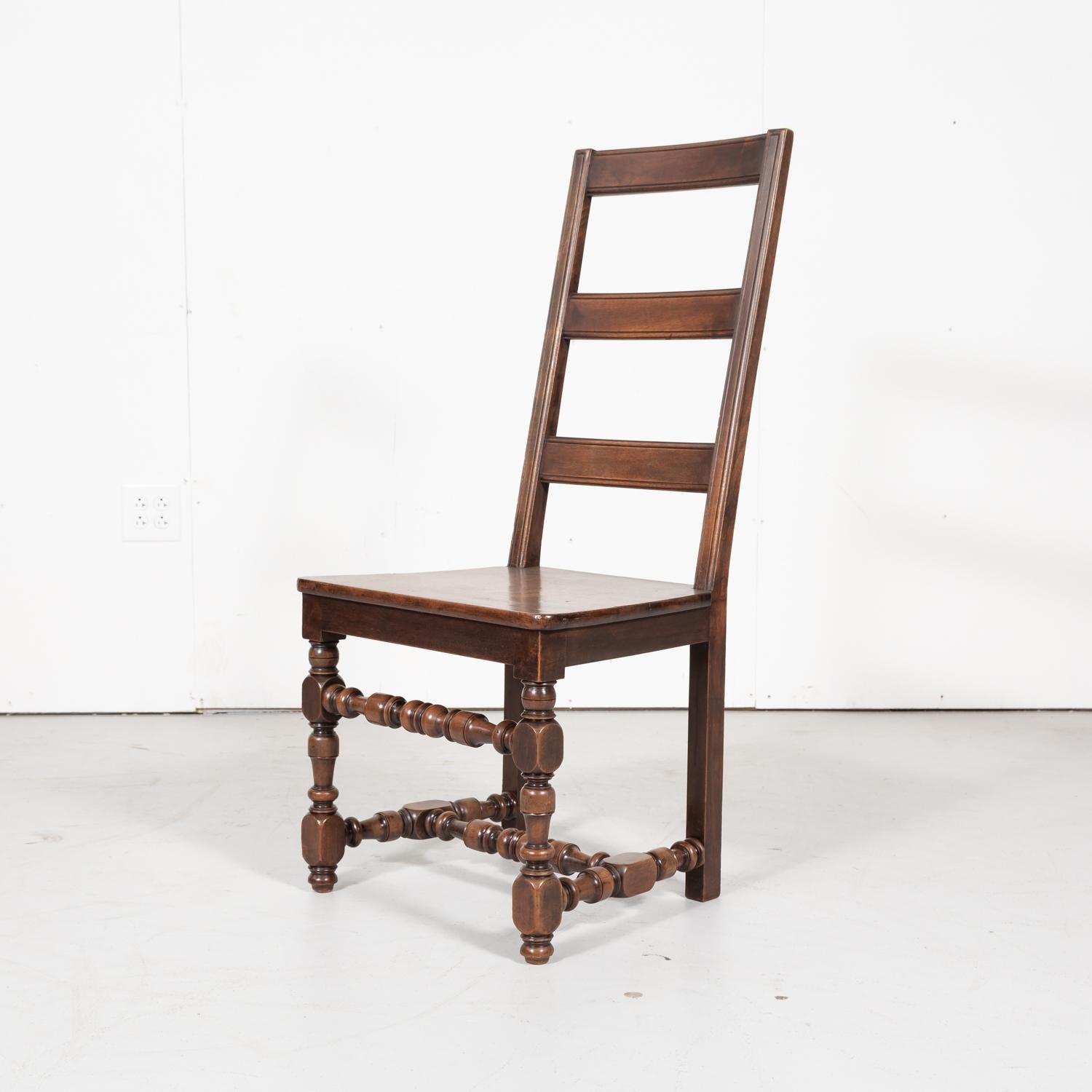 Set of Six 19th Century French Louis XIV Style Ladder Back Dining Chairs 5