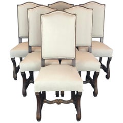 Set of Six 19th Century French Louis XIV Walnut and Upholstered Dining Chairs