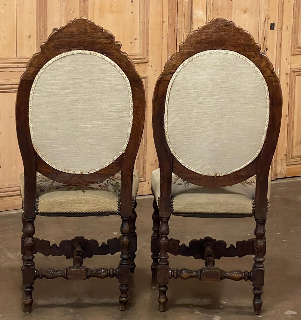 Set of Six 19th Century French Louis XVI Dining Chairs ~ Original Needlepoint For Sale 4