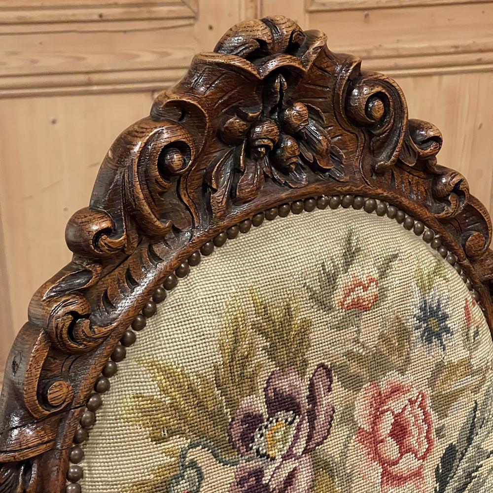 Set of Six 19th Century French Louis XVI Dining Chairs ~ Original Needlepoint For Sale 6