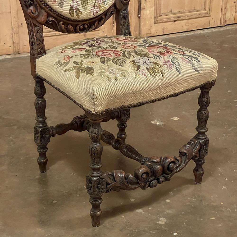 Set of Six 19th Century French Louis XVI Dining Chairs ~ Original Needlepoint For Sale 8