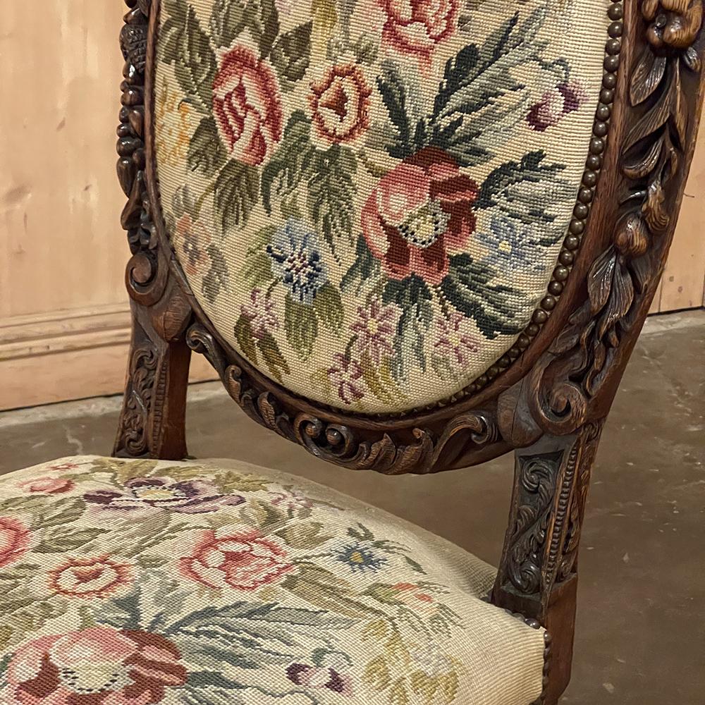 Set of Six 19th Century French Louis XVI Dining Chairs ~ Original Needlepoint For Sale 9