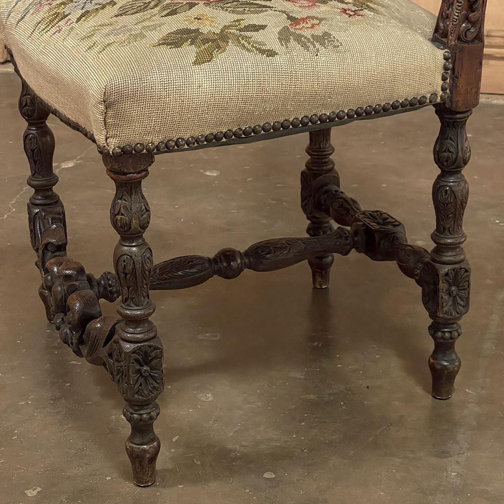 Set of Six 19th Century French Louis XVI Dining Chairs ~ Original Needlepoint For Sale 10