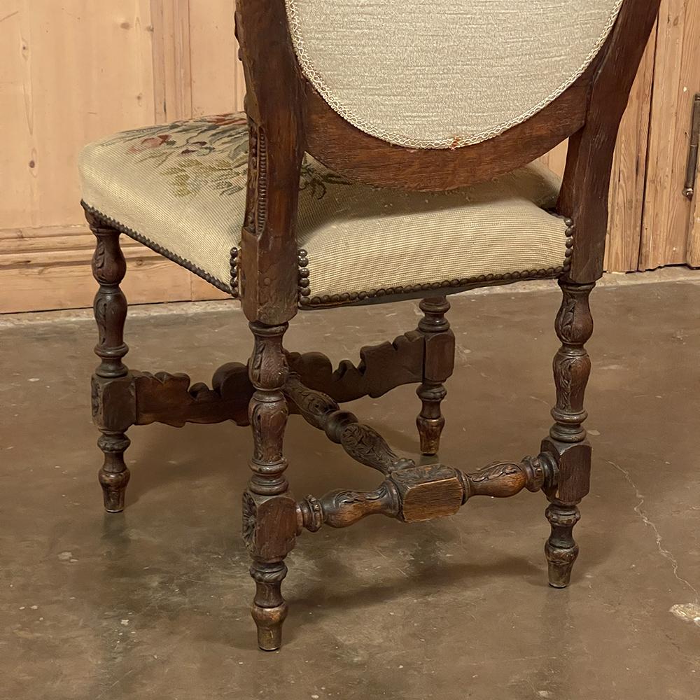 Set of Six 19th Century French Louis XVI Dining Chairs ~ Original Needlepoint For Sale 12