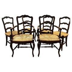 Antique Set of Six 19th Century French Provincial Dining Chairs