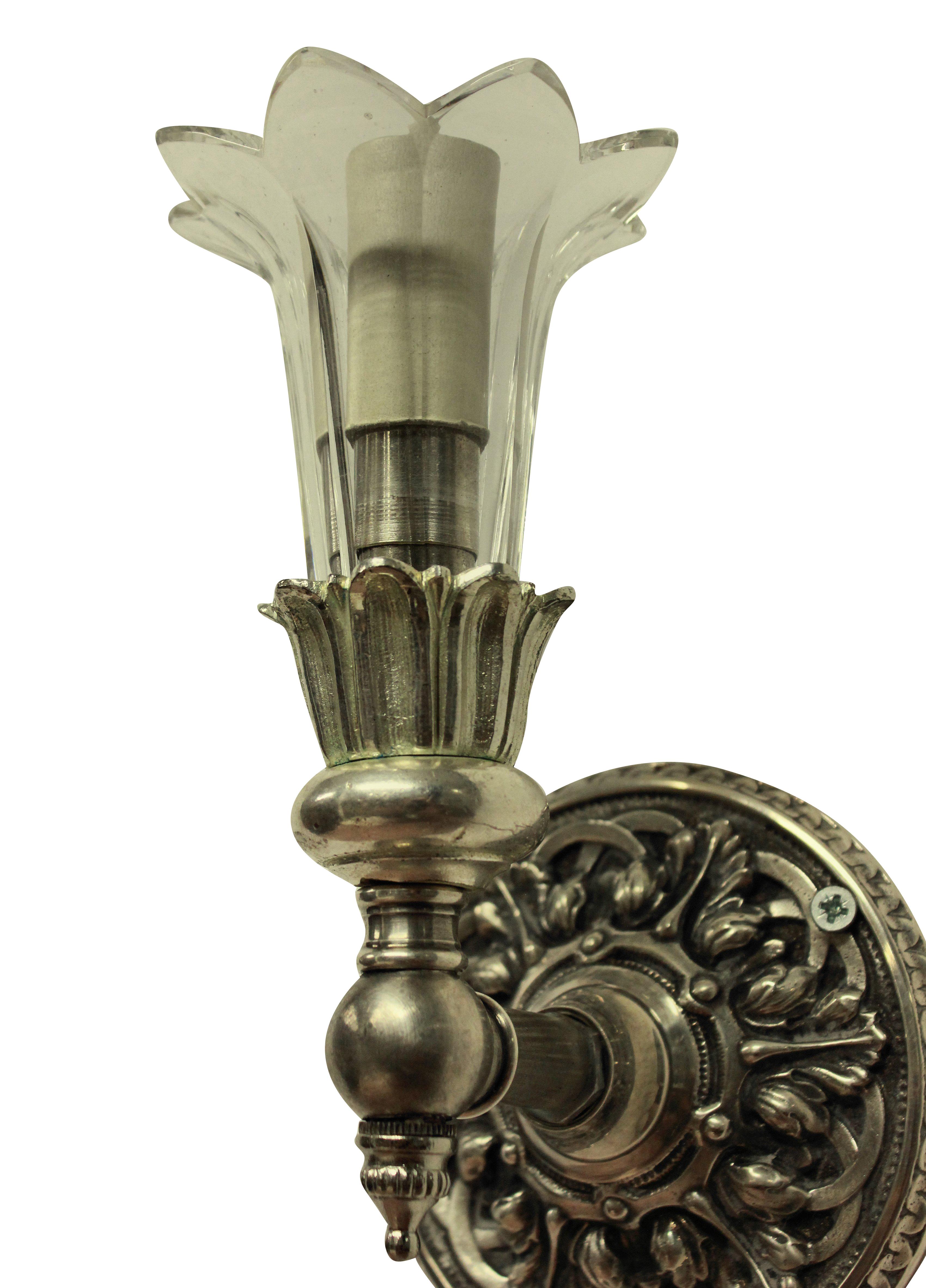 Silvered Set of Six 19th Century French Single Arm Sconces