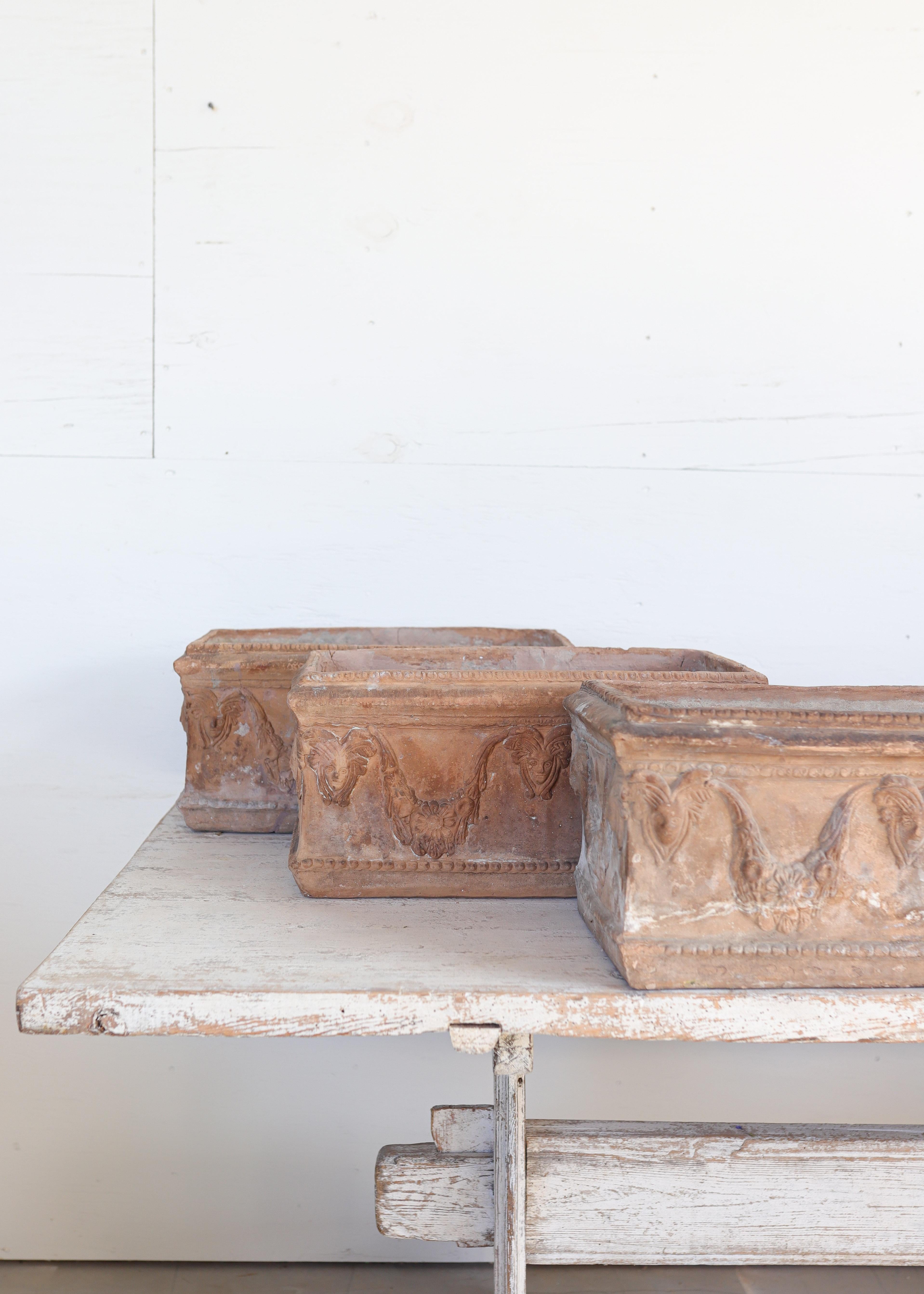 Belle Époque Set of Six 19th Century French Terracotta Planters For Sale