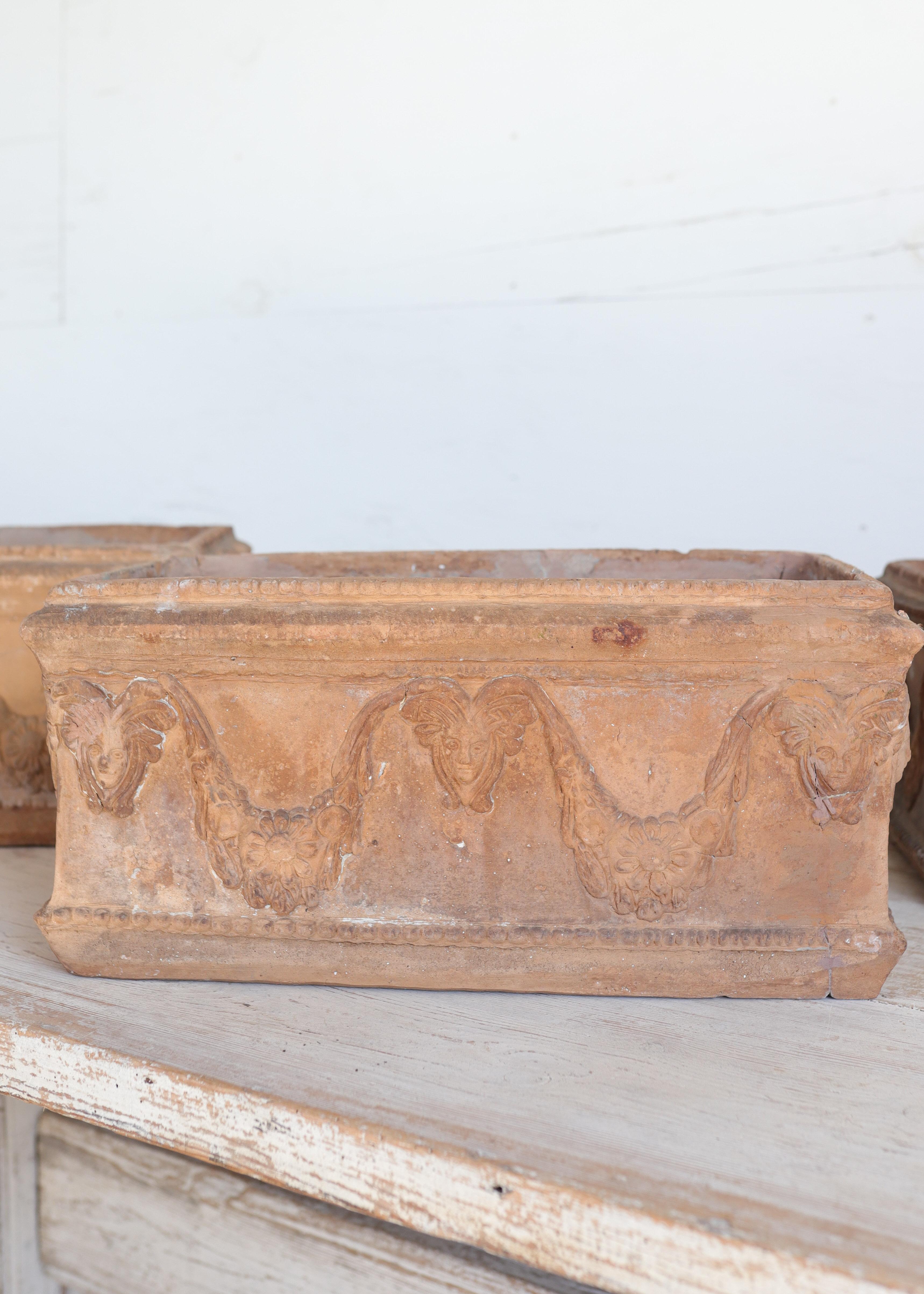 Set of Six 19th Century French Terracotta Planters For Sale 1