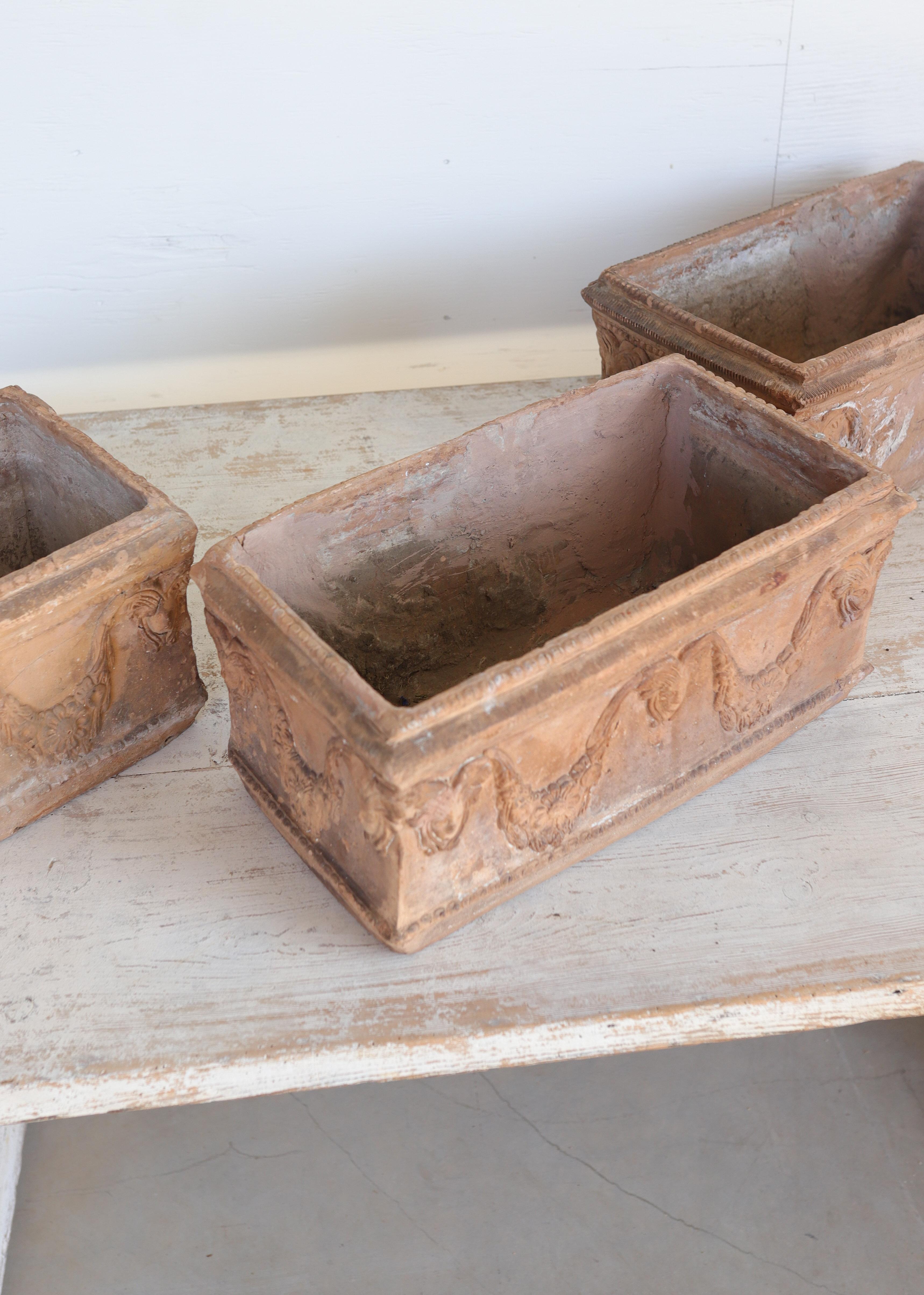 Set of Six 19th Century French Terracotta Planters For Sale 4