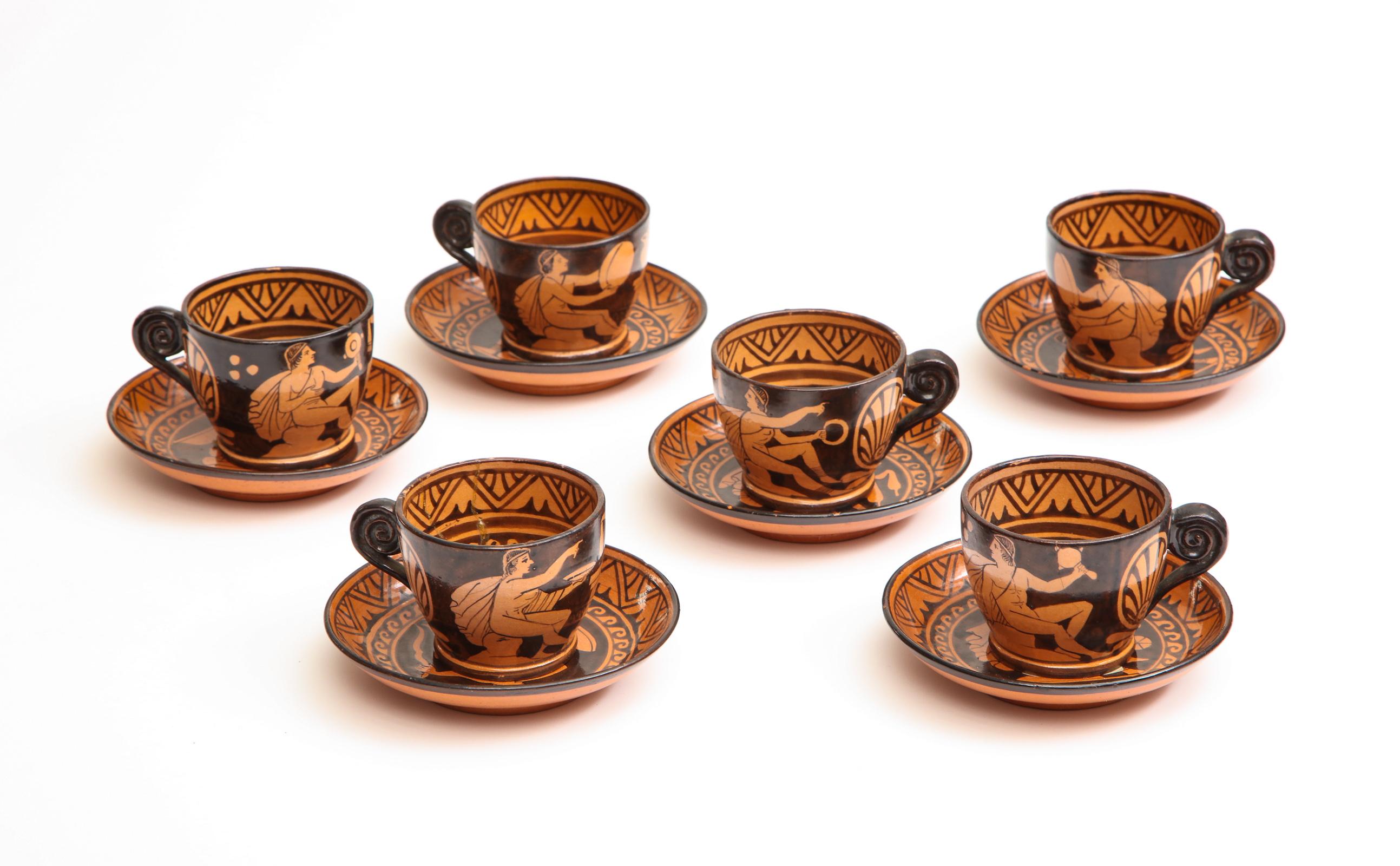 Set of six, 19th century Giustiniani cups and saucers.