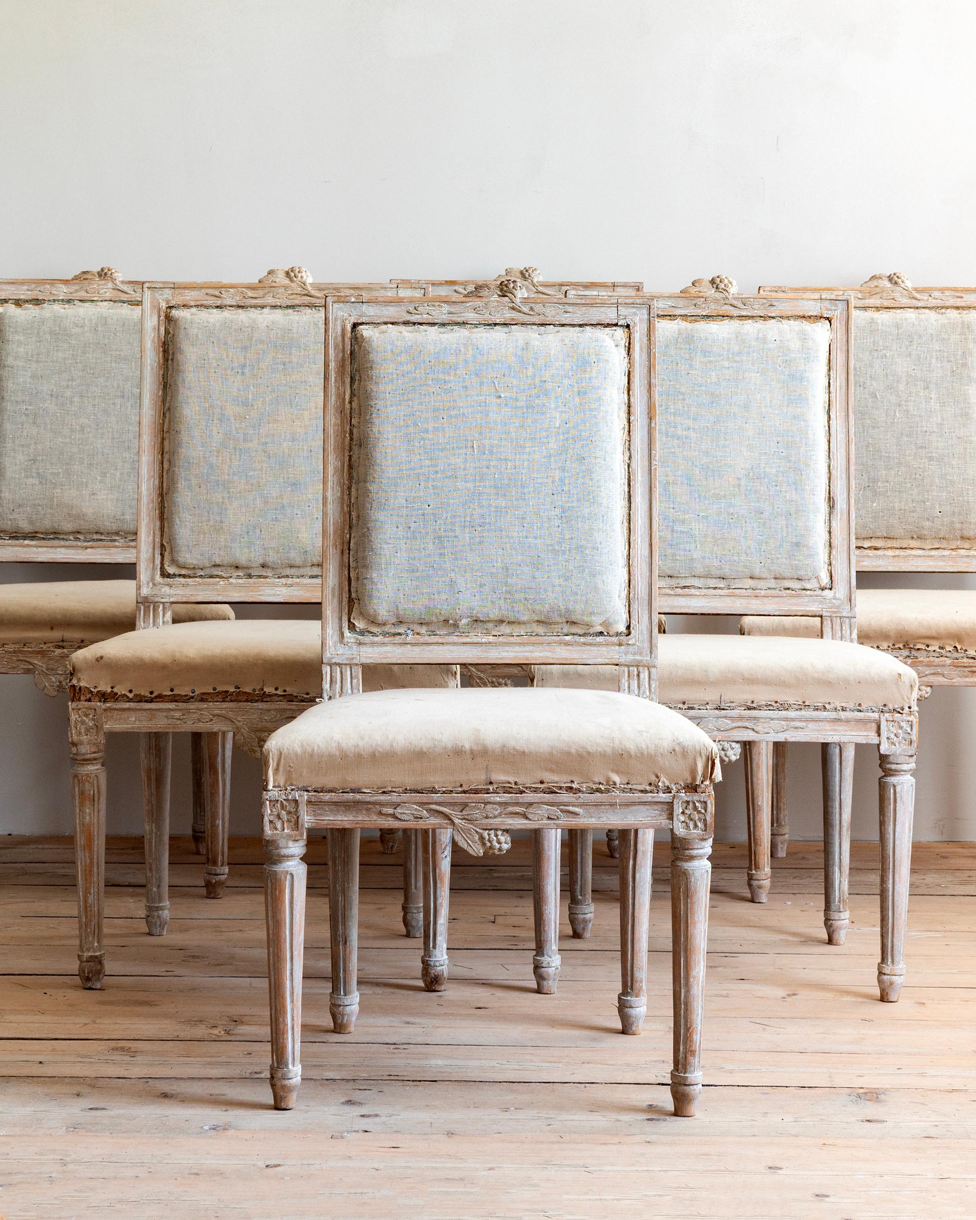 Ensemble de six chaises gustaviennes du 19e siècle en vente 2