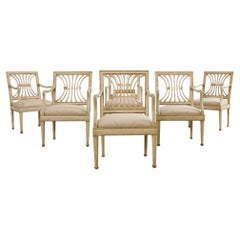 Set of Six 19th Century Italian Neoclassical Style Dining Armchairs