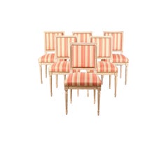 Juego de seis sillas auxiliares tapizadas estilo Luis XVI del siglo XIX
