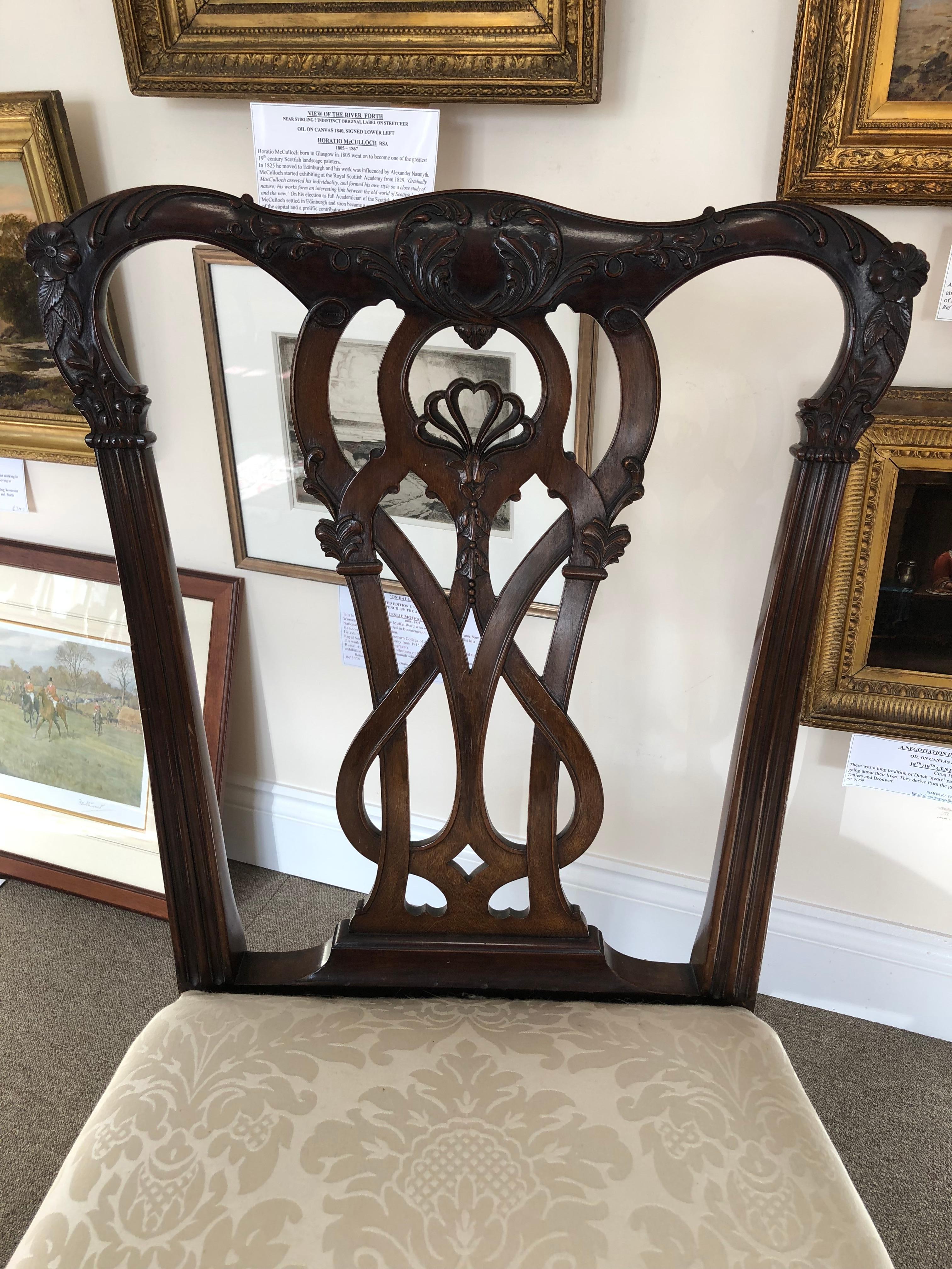 English Set of Six 19th Century Mahogany Chippendale Dining Chairs