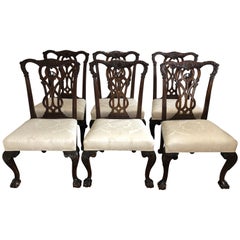 Set of Six 19th Century Mahogany Chippendale Dining Chairs