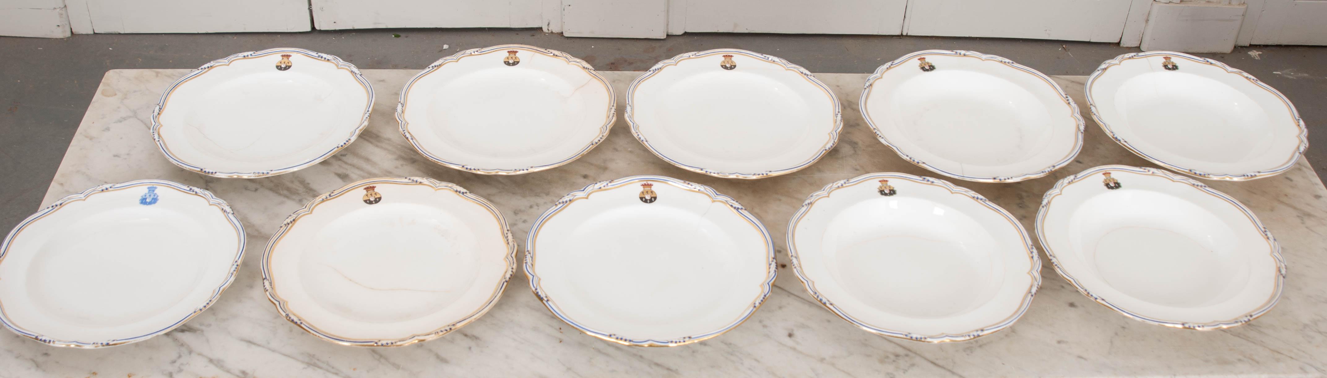 Porcelain Set of Six 19th Century Minton China Dinner Plates