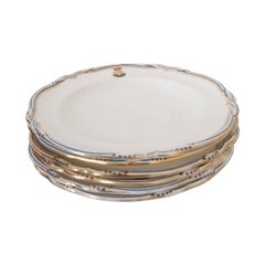 Antique Set of Six 19th Century Minton China Dinner Plates