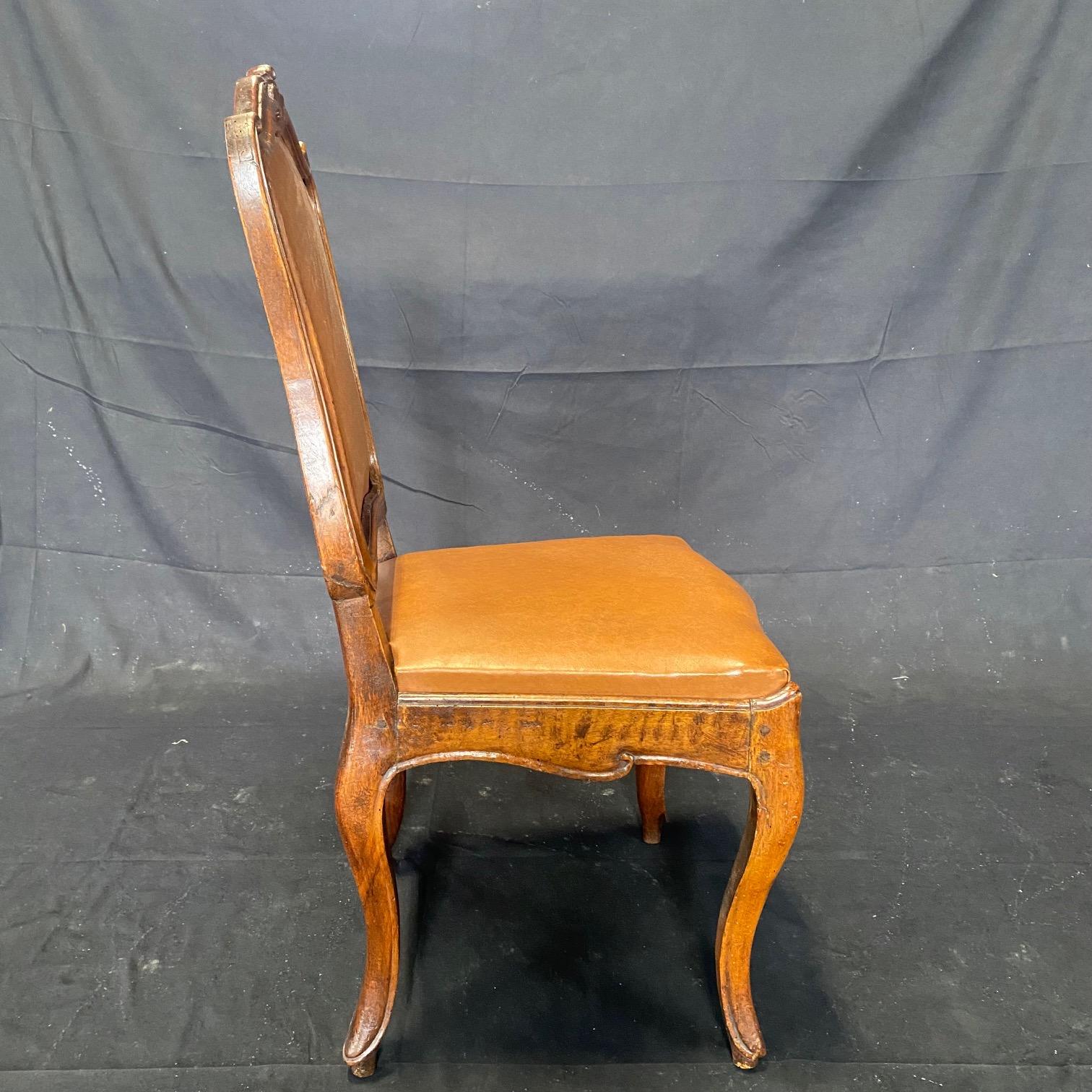 Set of Six 19th Century Museum Quality Walnut & Faux Leather Dining Chairs For Sale 2