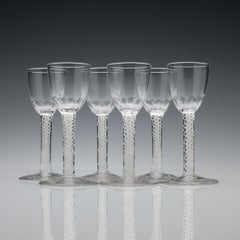 Set of Six 19th Century Opaque Twist Liqueur Glasses; circa 1860