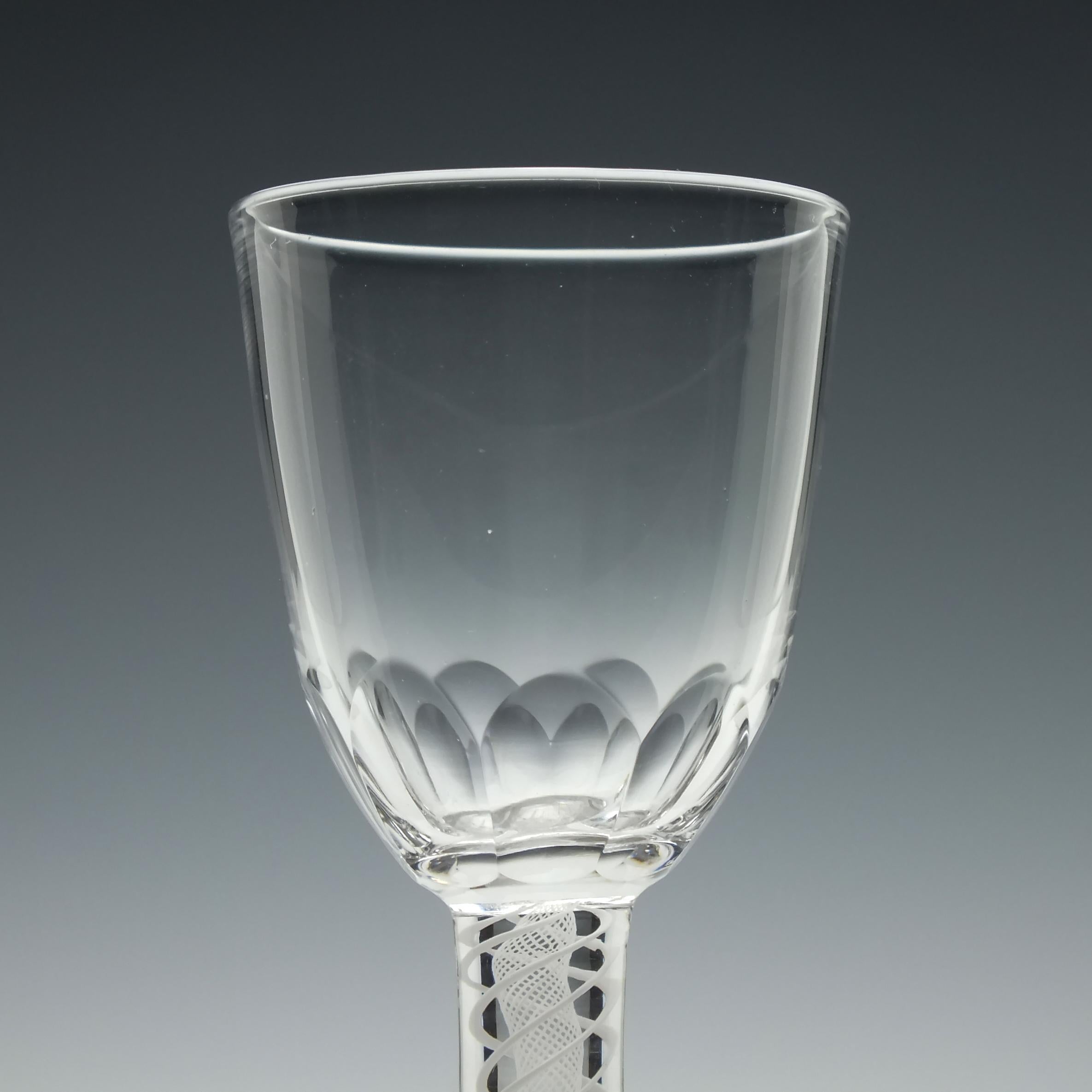 Hand-Crafted Set of Six 19th Century Opaque Twist Liqueur Glasses; circa 1860 For Sale