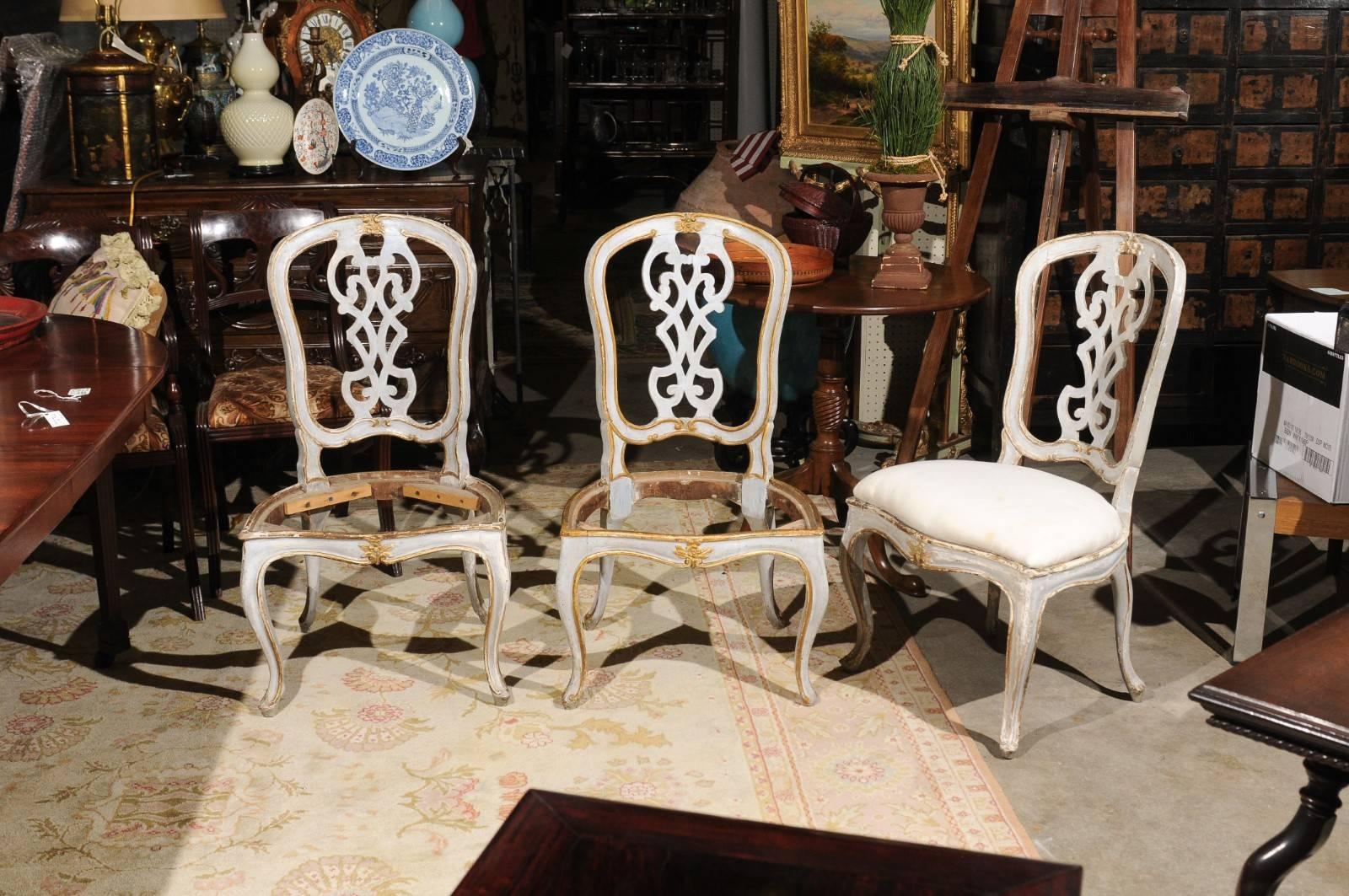 Gustavian Set of Six 19th Century Painted Dining Chairs